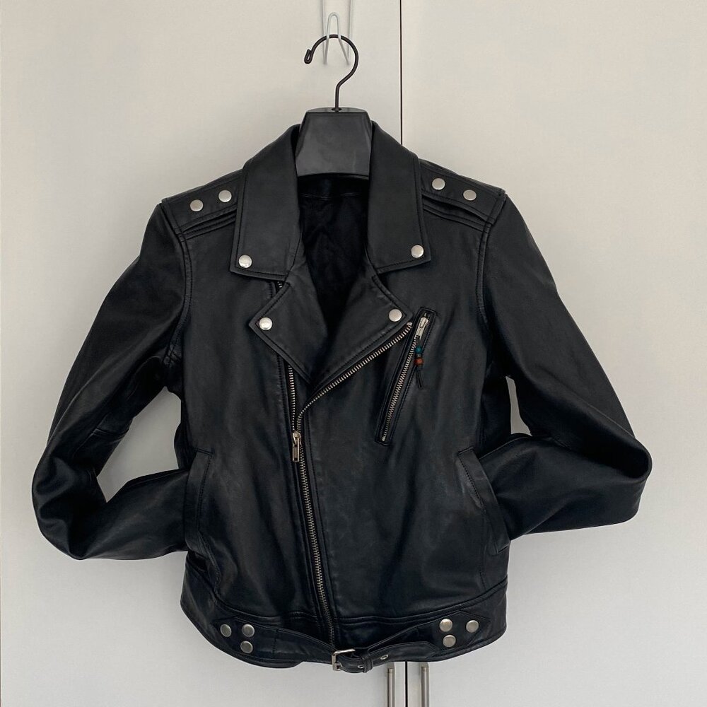BLK DNM Women's Black Leather Jacket - Size Large